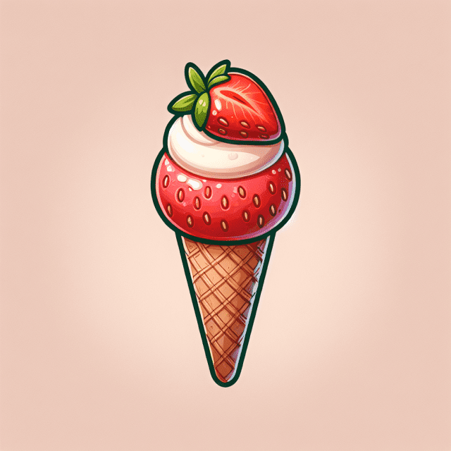 1個 いちごのアイスクリーム イラスト