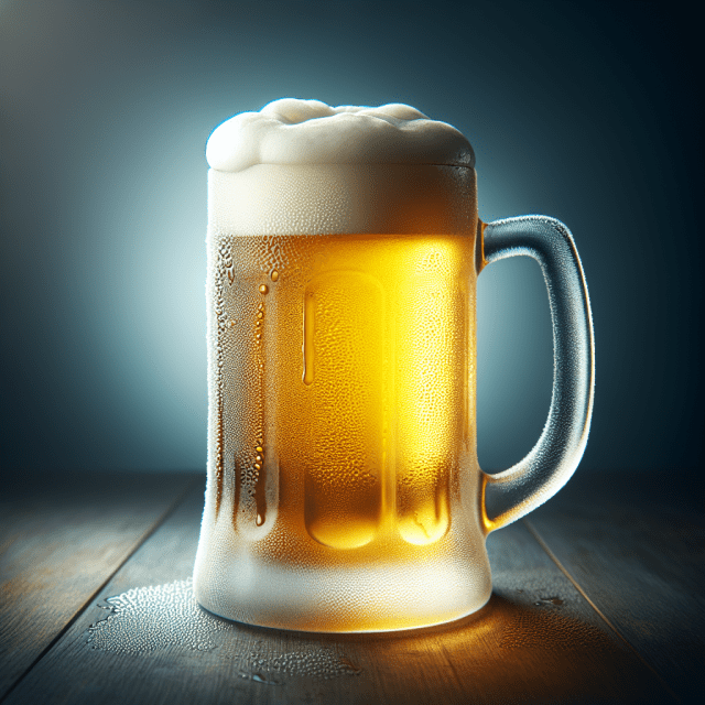 みずみずしいよく冷えたビール ジョッキ 写真