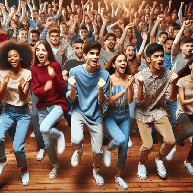 ダンスイベントで学生が発表している様子 盛り上がっている 画像