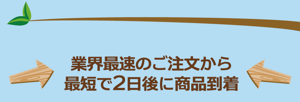 業界最速のご注文から最短で2日後に商品到着