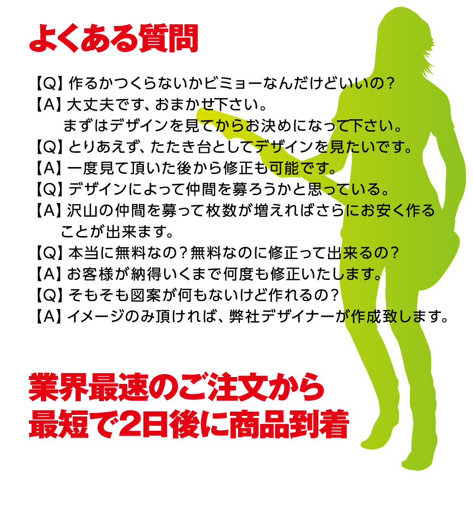 よくある質問｜業界最速！商品のお届け最短2日後