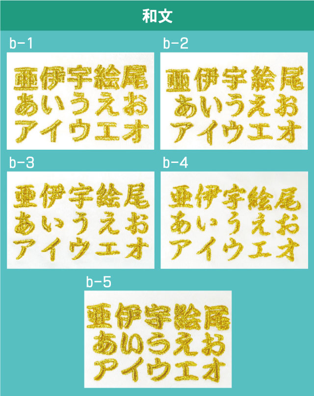 「ネーム刺しゅう」日本語書体