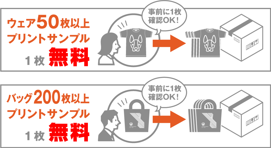 事前プリントサンプル無料サービス