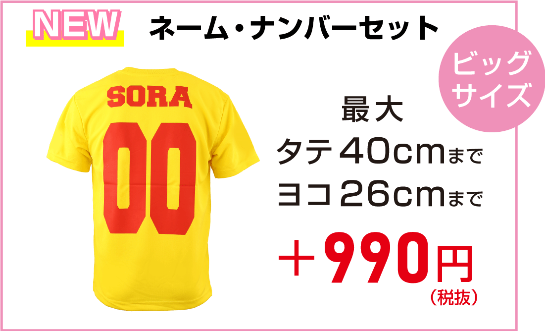 ネーム・ナンバーのセット価格 +990円