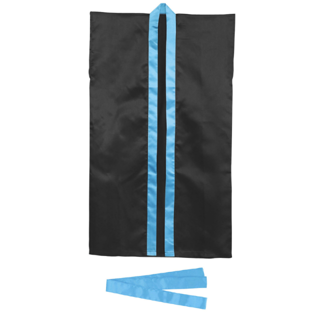 黒（襟青）｜サテンロングはっぴ