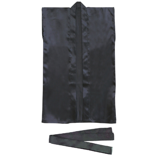 黒｜サテンロングはっぴ