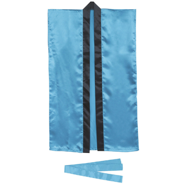 青｜サテンロングはっぴ