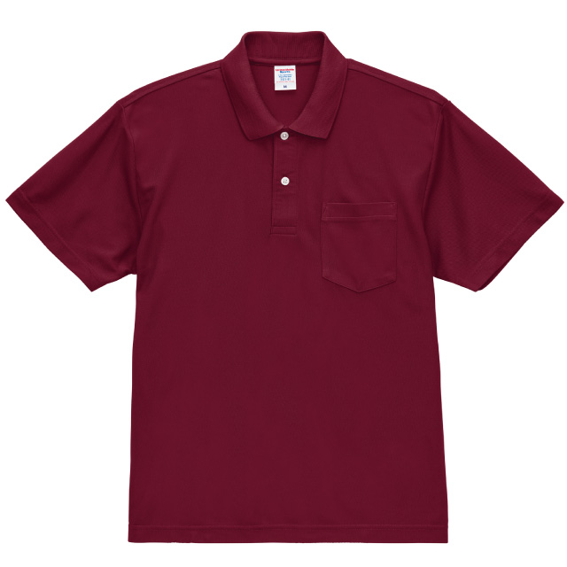 バーガンディ｜デイリードライポケット付きポロシャツ