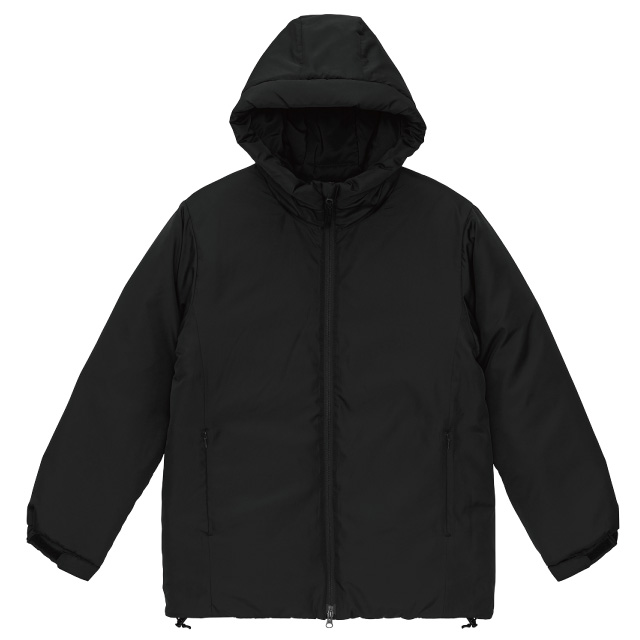 ブラック｜プレーン中綿入りフードブルゾン