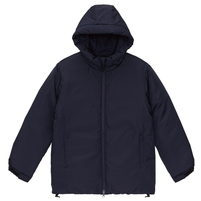 ネイビー｜プレーン中綿入りフードブルゾン