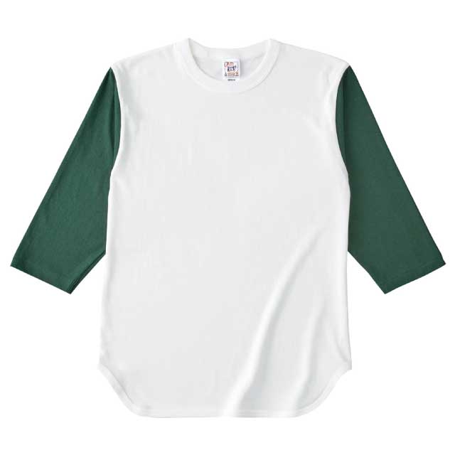 ナチュラル×フォレストグリーン｜オープンエンドベースボールTシャツ