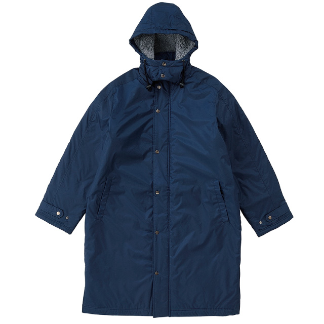 ネイビー|あったかボア付きベンチコート