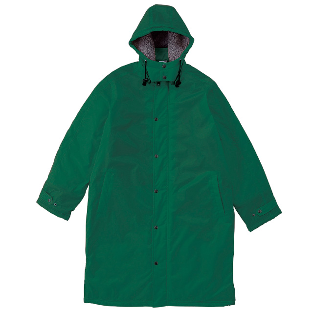 グリーン|あったかボア付きベンチコート