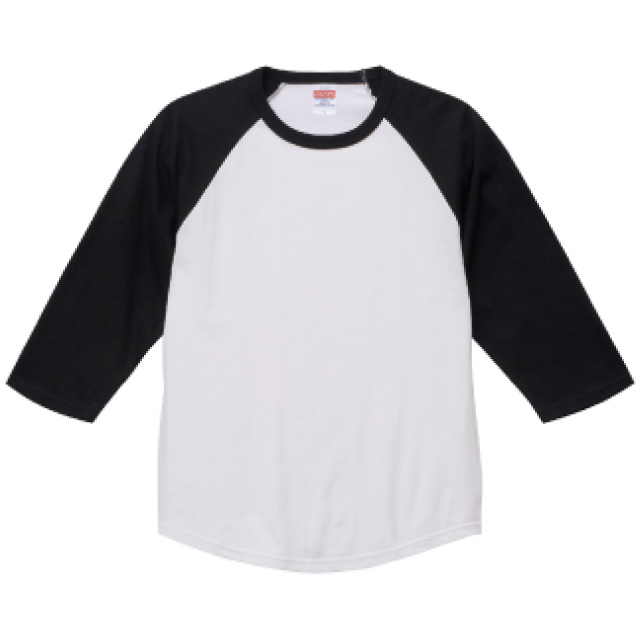 ホワイト×ブラック|ラグラン3/4スリーブ Tシャツ