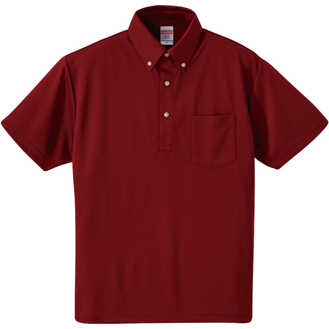 バーガンディ|さらさらドライボタンダウンポロシャツ