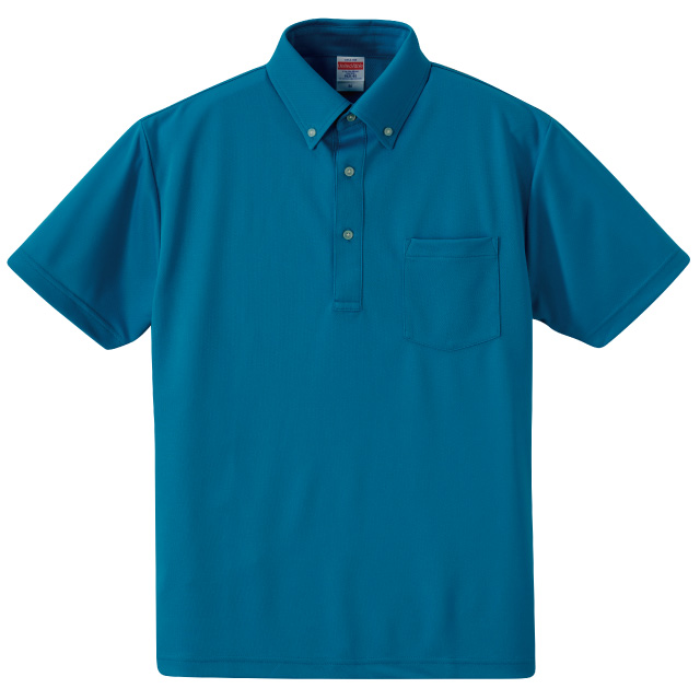 ターコイズブルー|さらさらドライボタンダウンポロシャツ