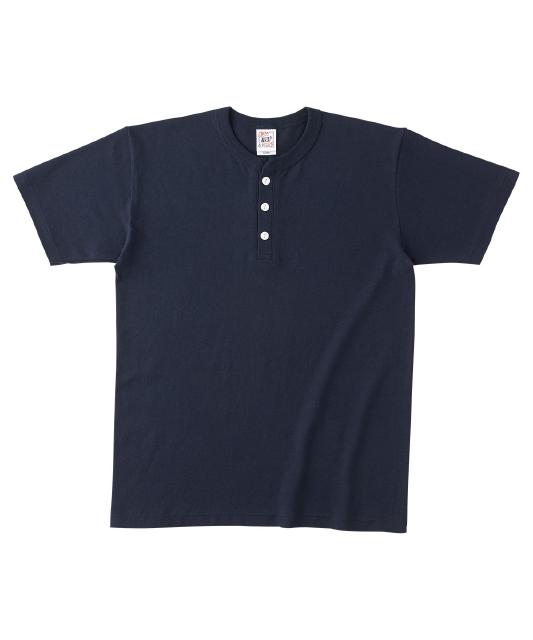 ネイビー｜ラフフィットボタンTシャツ