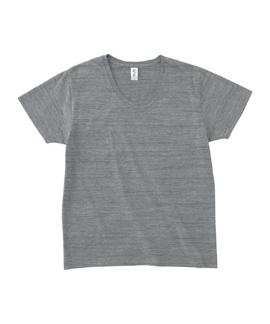 ヘザーグレー|スリムUネックTシャツ