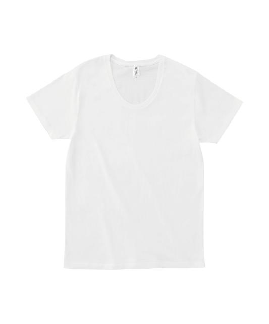 オフホワイト|スリムUネックTシャツ