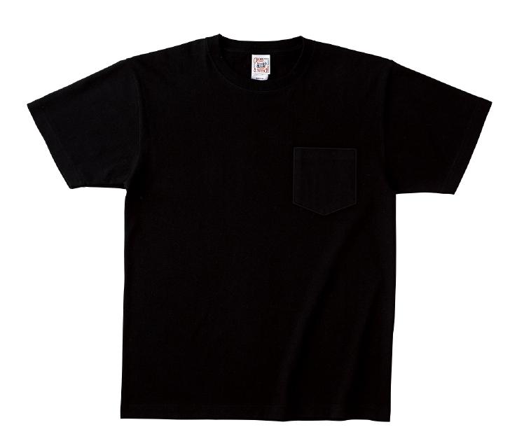 大割引 黒・ブラックのポケット付Tシャツを1枚からプリント作成【クラT トップス