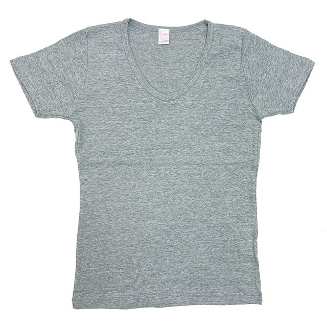 杢グレー｜スリムフィットVネックTシャツ