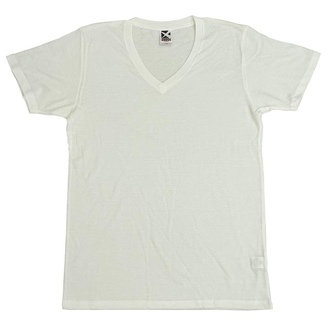 ホワイト｜ミックスVネックTシャツ