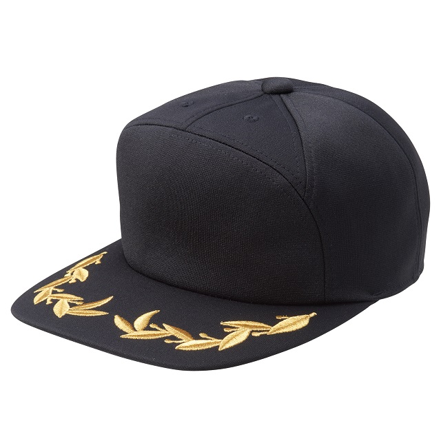 ブラック(金糸)|リーフ刺しゅうキャップ
