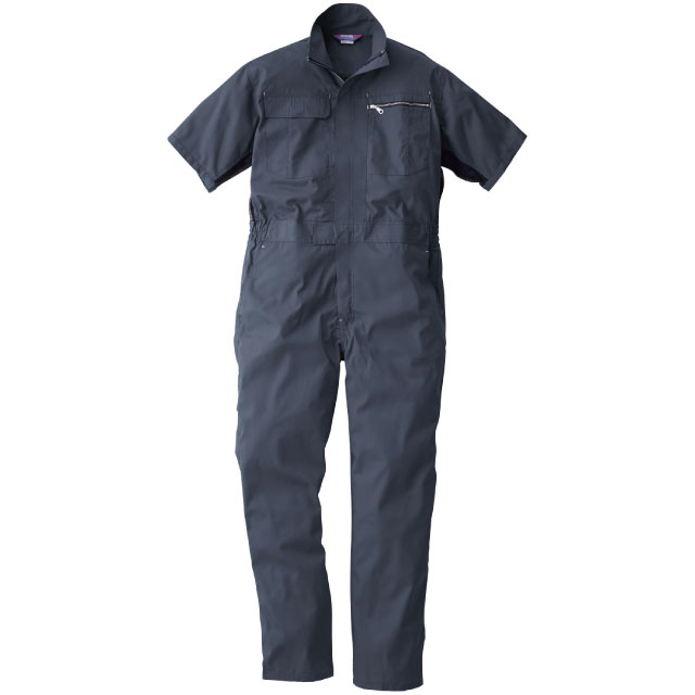 チャコールグレー｜半袖メッシュつなぎ