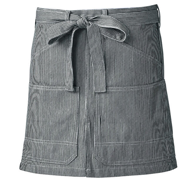 ブルー|デニムストライプエプロン(腰巻き)