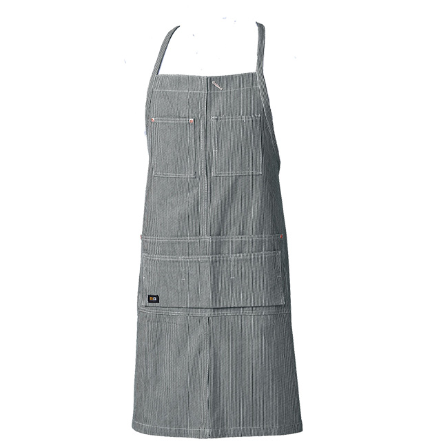 ブルー|デニムストライプエプロン(首掛け)