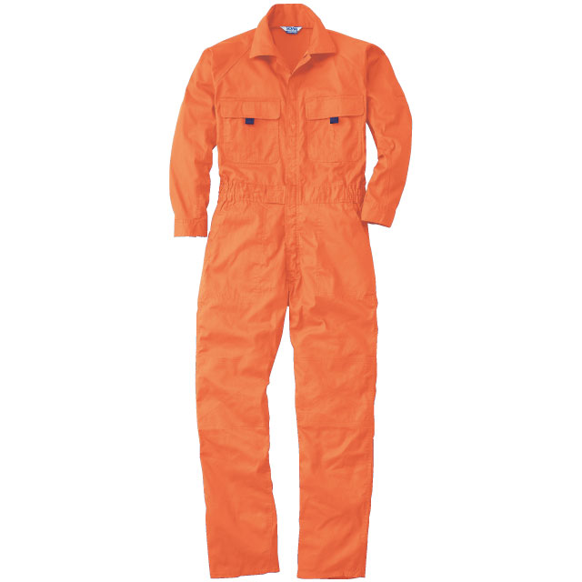 オレンジ｜カラフルつなぎ(えり付)