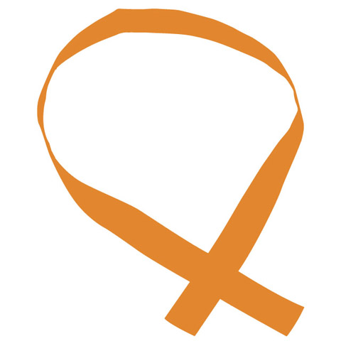 オレンジ｜団結はちまき（ネーム刺繍）