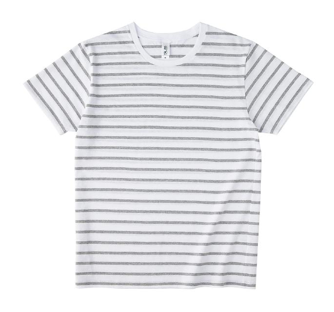 ホワイトＸヘザーグレー｜ナローボーダーTシャツ