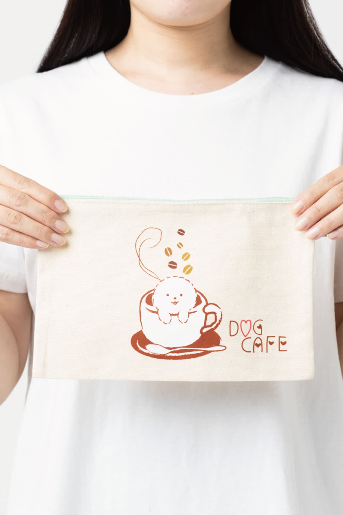 カラーファスナーキャンバスフラットポーチ（M）｜トートバッグ