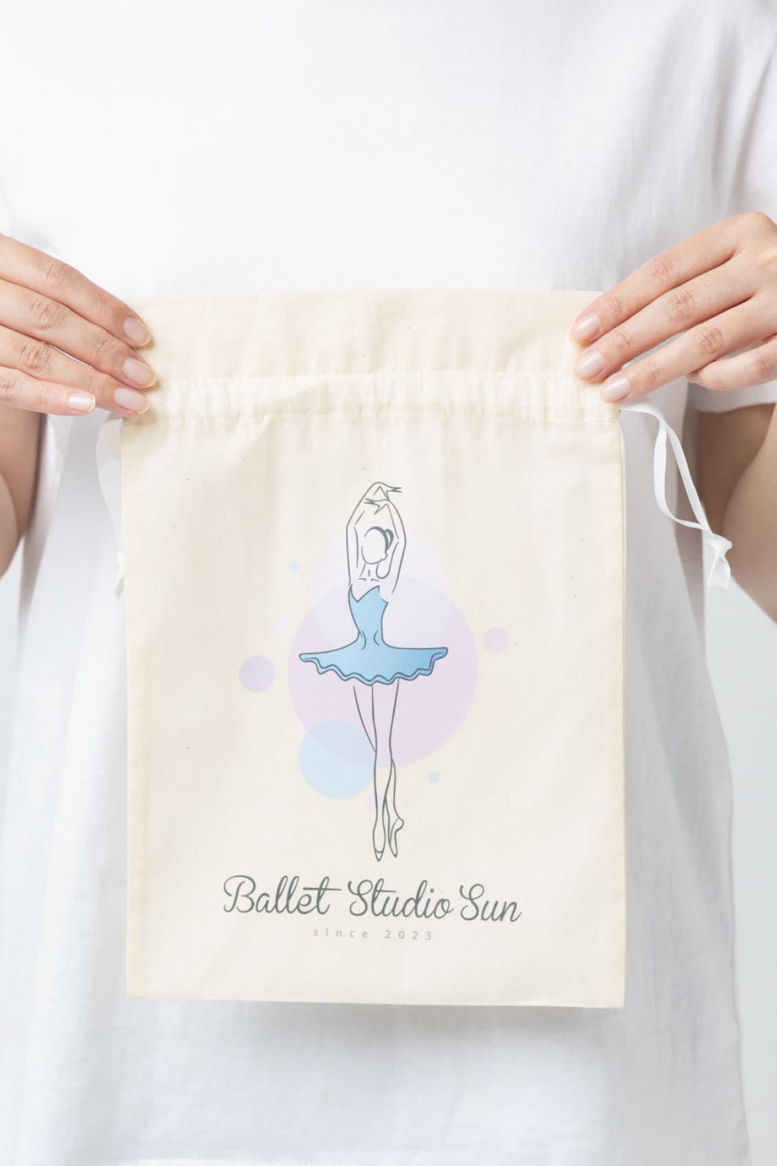 コットンカラーリボン巾着（M）