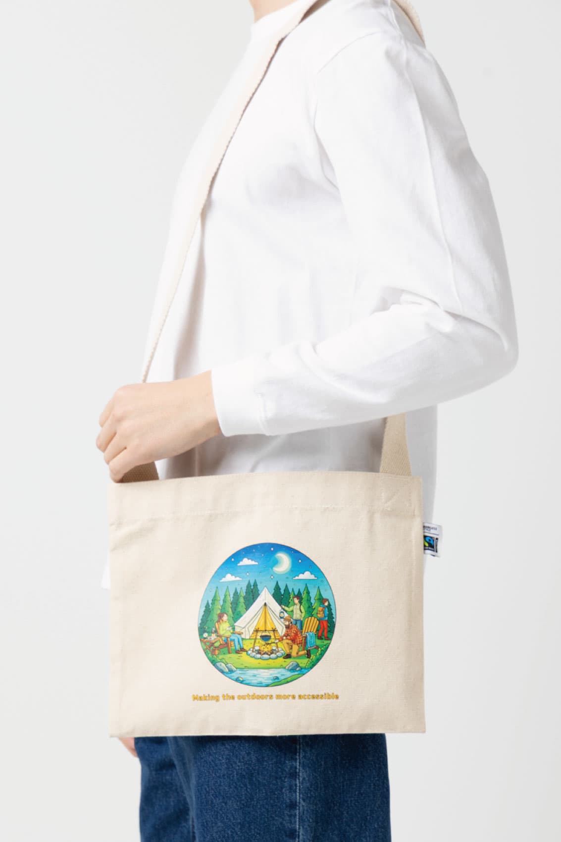 フェアトレードコットンキャンバスサコッシュ　ナチュラル