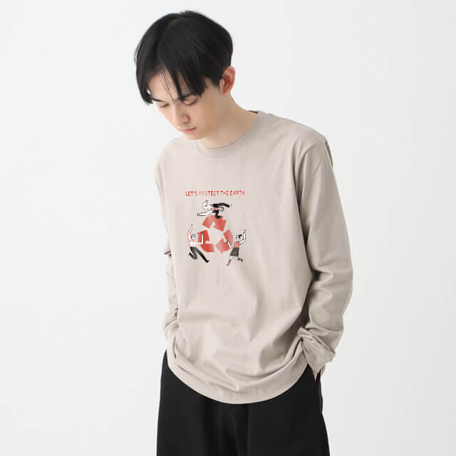 長袖オーガニックコットンTシャツ