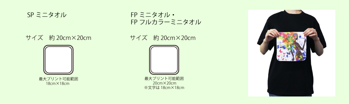 フェイスタオルプリント可能範囲