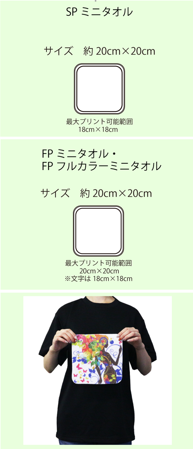 フェイスタオルプリント可能範囲